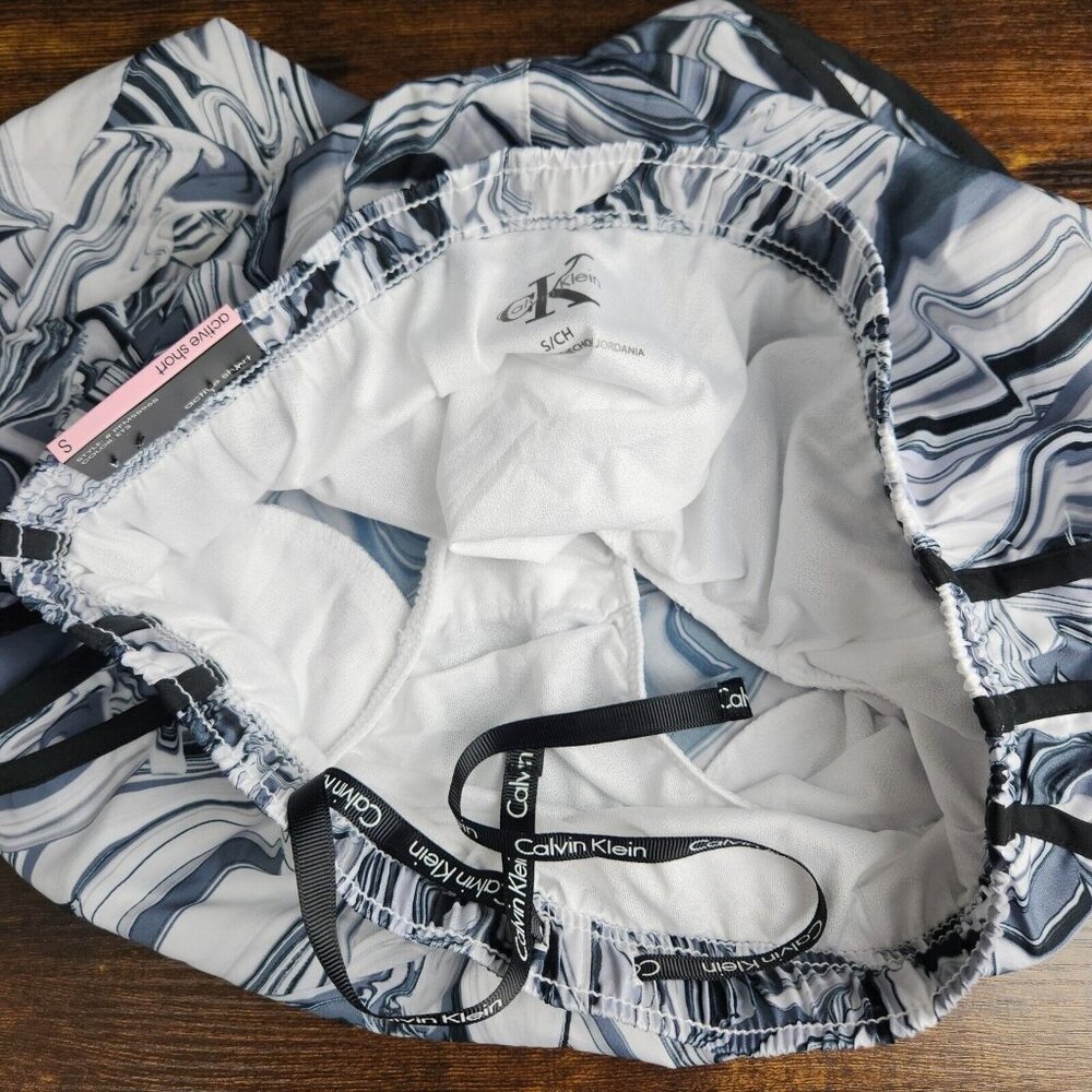 Calvin Klein Shorts Womens Small Black White Marble Brief Lined Athletic NEW - Picture 9 of 11